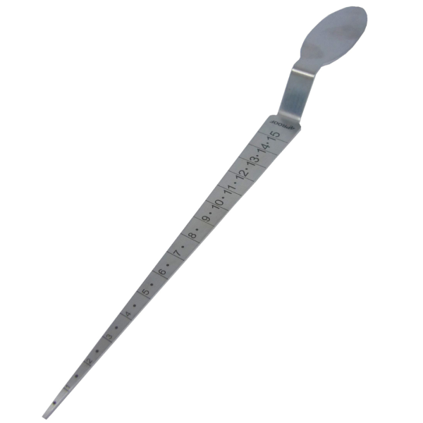 Keilförmige Edelstahlspitze mit Zentimeter Skala und Handgriff